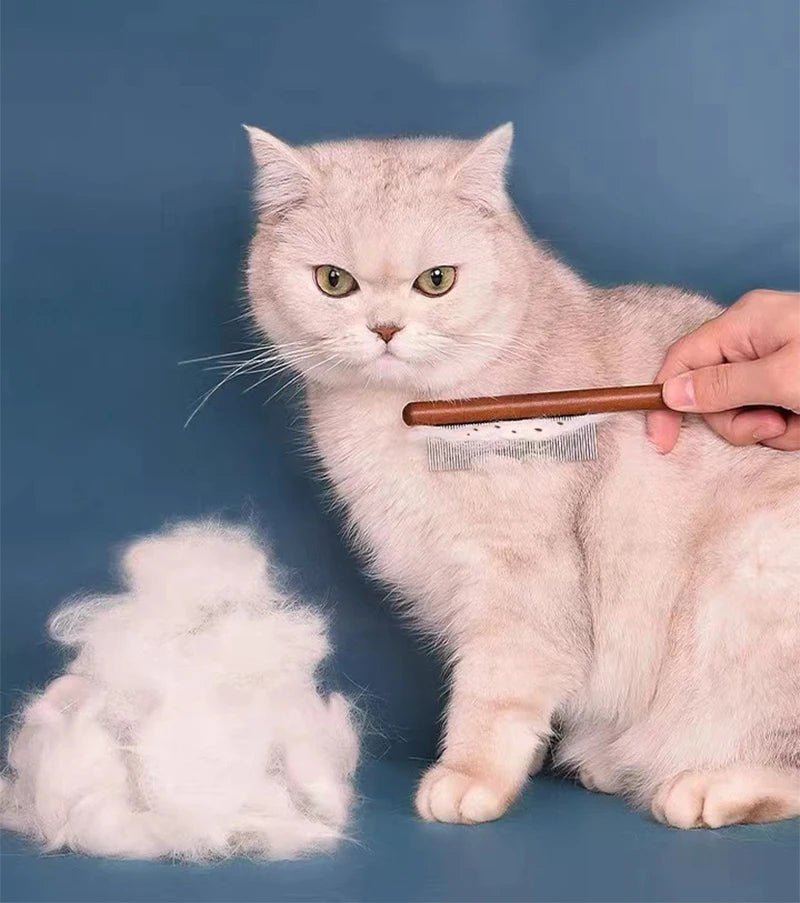 Cat Comb Stainless Steel Pet Hair Remover Wooden Handle Cat Hair Comb Pet Grooming Massage Dog Brush Cleaning Tool Pets Supplies - Lily.sg Global Shopping