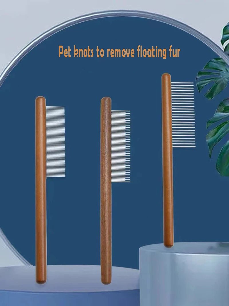 Cat Comb Stainless Steel Pet Hair Remover Wooden Handle Cat Hair Comb Pet Grooming Massage Dog Brush Cleaning Tool Pets Supplies - Lily.sg Global Shopping