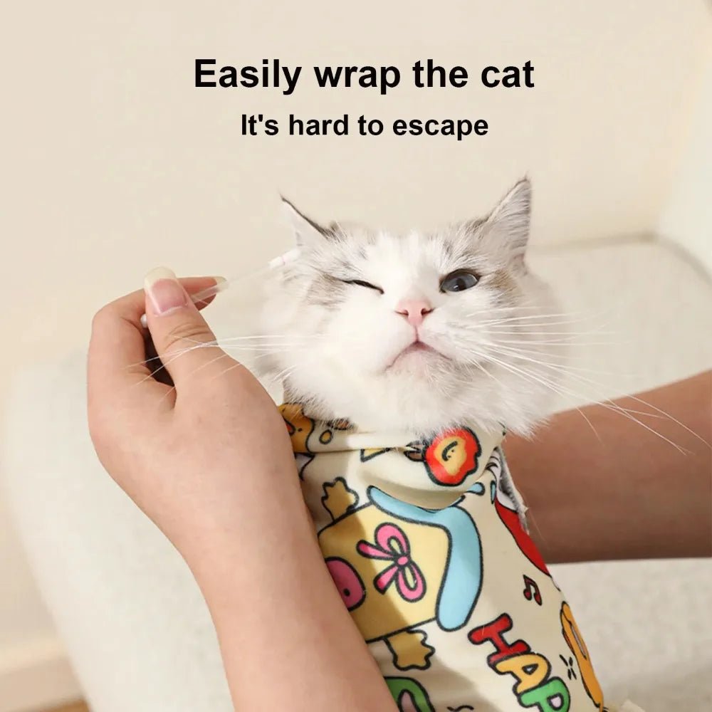 Cat Grooming Wrap Self - Adherent Cat Swaddle Burrito Wrap Anti - Bite Anti - Scratch Anti - Escape for Medicine Nail Clipping Pet Tool - Lily.sg Global Shopping