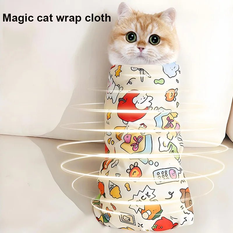 Cat Grooming Wrap Self - Adherent Cat Swaddle Burrito Wrap Anti - Bite Anti - Scratch Anti - Escape for Medicine Nail Clipping Pet Tool - Lily.sg Global Shopping