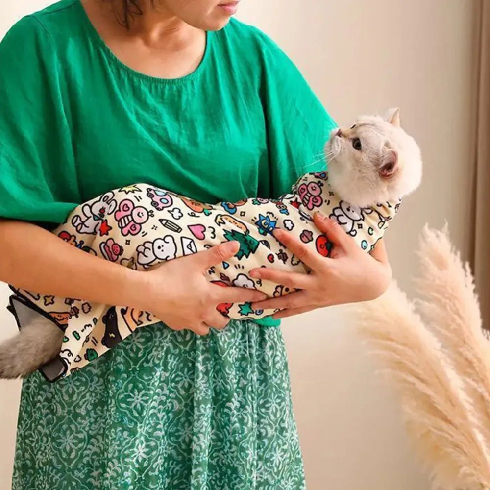 Cat Grooming Wrap Self - Adherent Cat Swaddle Burrito Wrap Anti - Bite Anti - Scratch Anti - Escape for Medicine Nail Clipping Pet Tool - Lily.sg Global Shopping