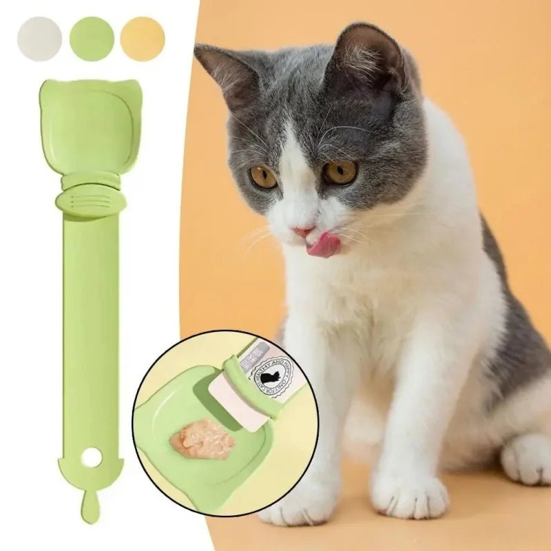 Cat Strip Feeder Spoon Long Handle Cat Food Strip Squeezer Pet Meat Mud Food Squeeze Treat Dispense Spoon For Cats Pet Supplies - Lily.sg Global Shopping