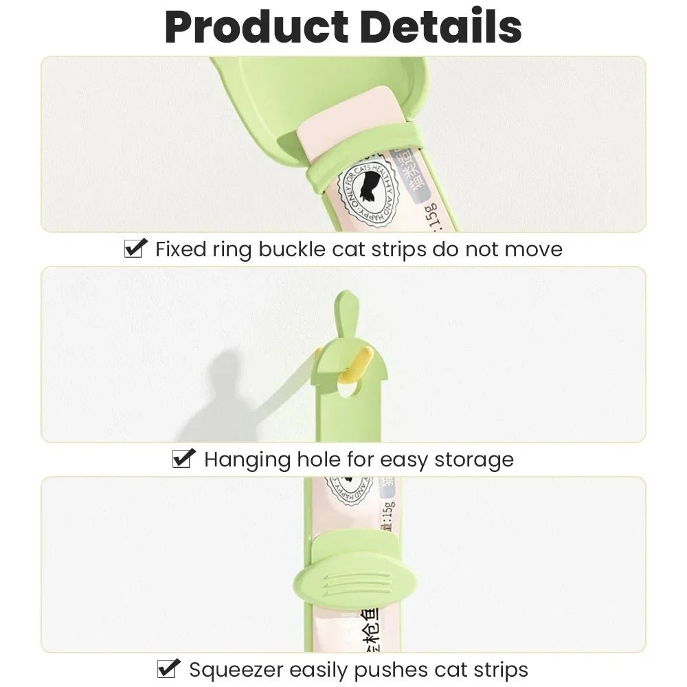 Cat Strip Feeder Spoon Long Handle Cat Food Strip Squeezer Pet Meat Mud Food Squeeze Treat Dispense Spoon For Cats Pet Supplies - Lily.sg Global Shopping