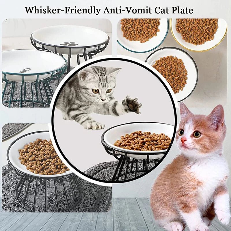 Ceramic For Dog Cat Puppy Kitten Elevated Cat Feeder Drinker Pet Feeder Bowl Pet Supplies Cat Food Bowl Water Feeder Container - Lily.sg Global Shopping