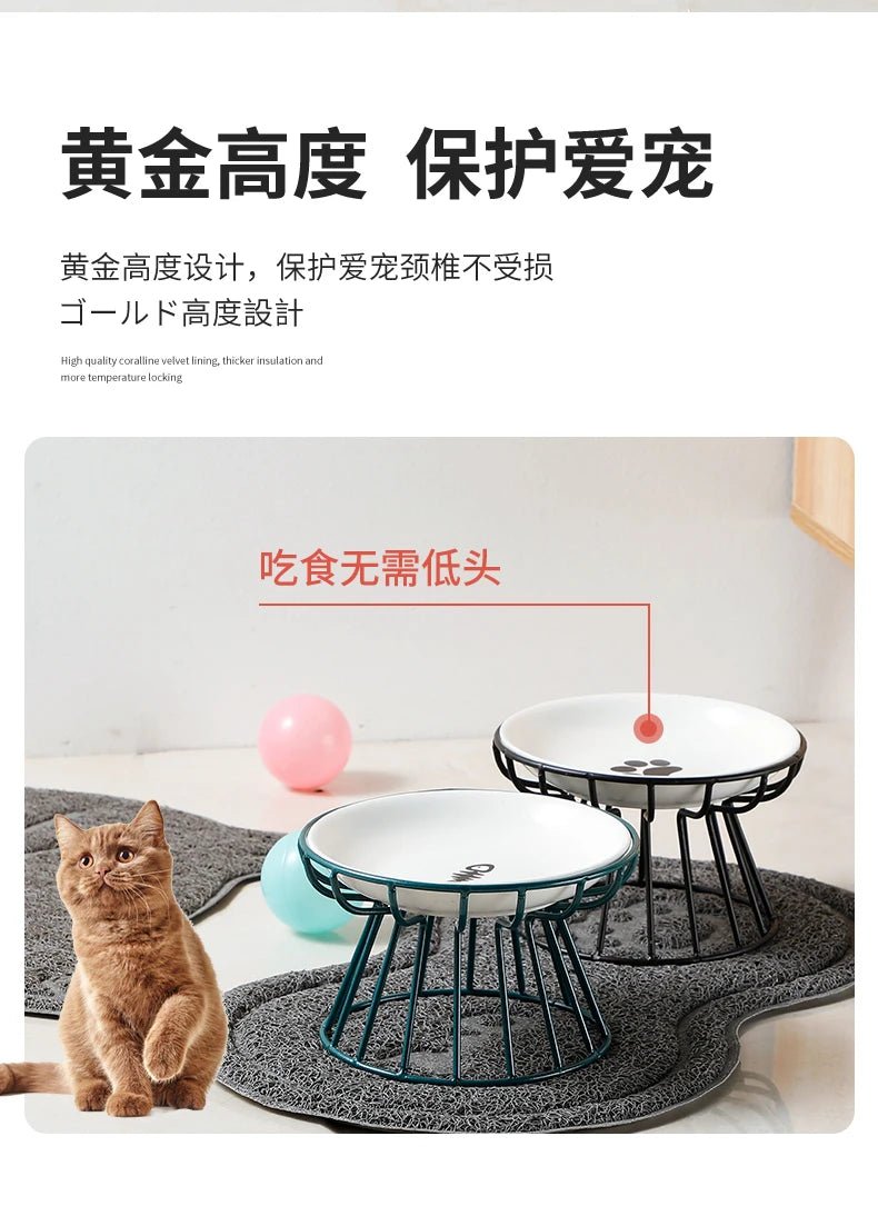 Ceramic For Dog Cat Puppy Kitten Elevated Cat Feeder Drinker Pet Feeder Bowl Pet Supplies Cat Food Bowl Water Feeder Container - Lily.sg Global Shopping