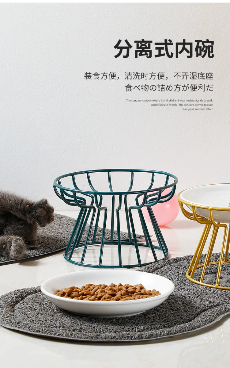 Ceramic For Dog Cat Puppy Kitten Elevated Cat Feeder Drinker Pet Feeder Bowl Pet Supplies Cat Food Bowl Water Feeder Container - Lily.sg Global Shopping