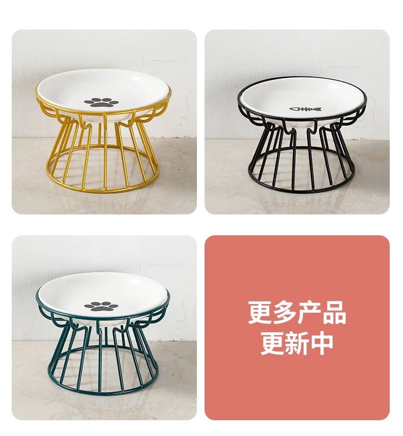 Ceramic For Dog Cat Puppy Kitten Elevated Cat Feeder Drinker Pet Feeder Bowl Pet Supplies Cat Food Bowl Water Feeder Container - Lily.sg Global Shopping