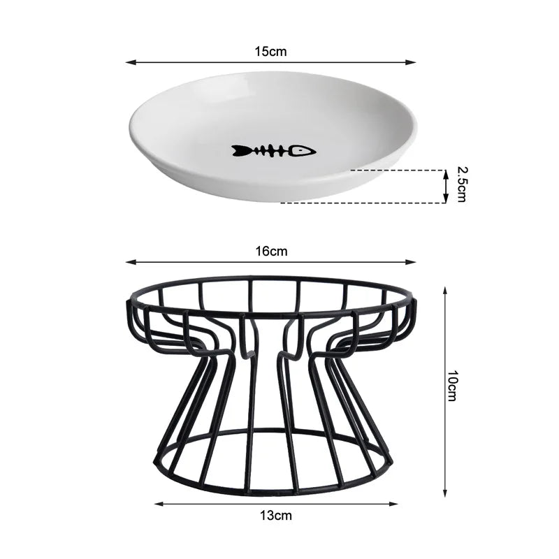 Ceramic For Dog Cat Puppy Kitten Elevated Cat Feeder Drinker Pet Feeder Bowl Pet Supplies Cat Food Bowl Water Feeder Container - Lily.sg Global Shopping