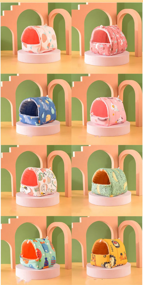Cute Cartoon Rabbit Squirrel Mini Cage Guinea Pig Nest Small Animal Mice Rat Pet Sleeping Bed Hamster House Winter Warm Soft Mat - Lily.sg Global Shopping