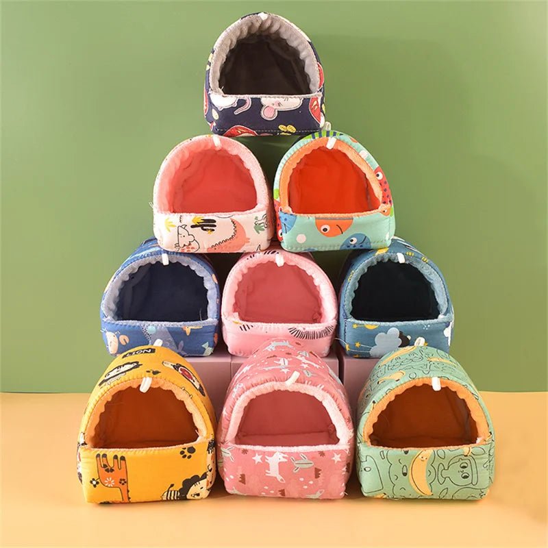 Cute Cartoon Rabbit Squirrel Mini Cage Guinea Pig Nest Small Animal Mice Rat Pet Sleeping Bed Hamster House Winter Warm Soft Mat - Lily.sg Global Shopping