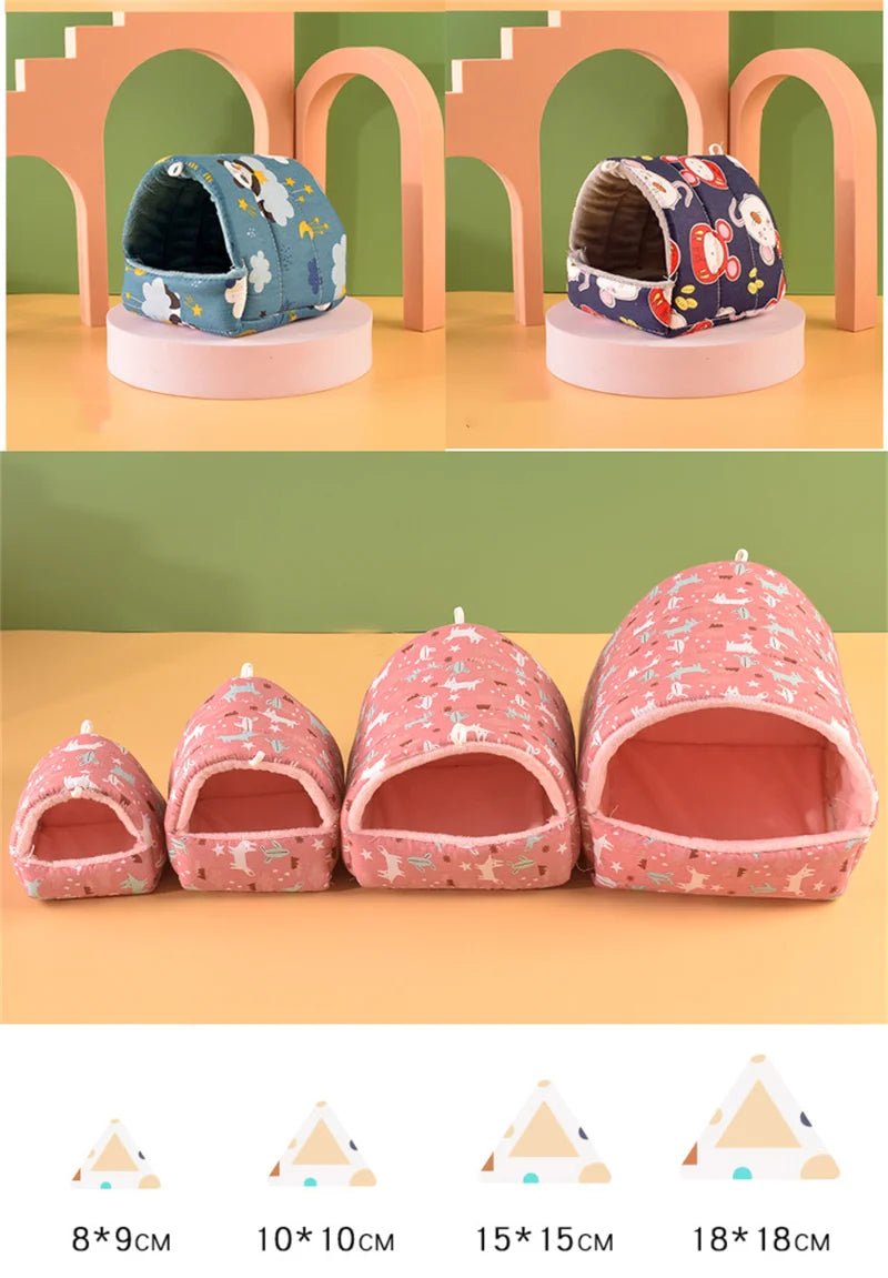 Cute Cartoon Rabbit Squirrel Mini Cage Guinea Pig Nest Small Animal Mice Rat Pet Sleeping Bed Hamster House Winter Warm Soft Mat - Lily.sg Global Shopping