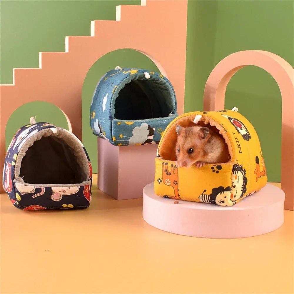 Cute Cartoon Rabbit Squirrel Mini Cage Guinea Pig Nest Small Animal Mice Rat Pet Sleeping Bed Hamster House Winter Warm Soft Mat - Lily.sg Global Shopping