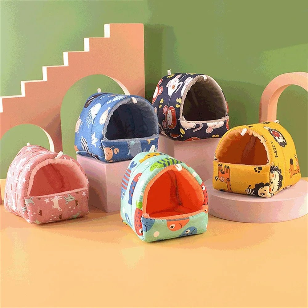 Cute Cartoon Rabbit Squirrel Mini Cage Guinea Pig Nest Small Animal Mice Rat Pet Sleeping Bed Hamster House Winter Warm Soft Mat - Lily.sg Global Shopping