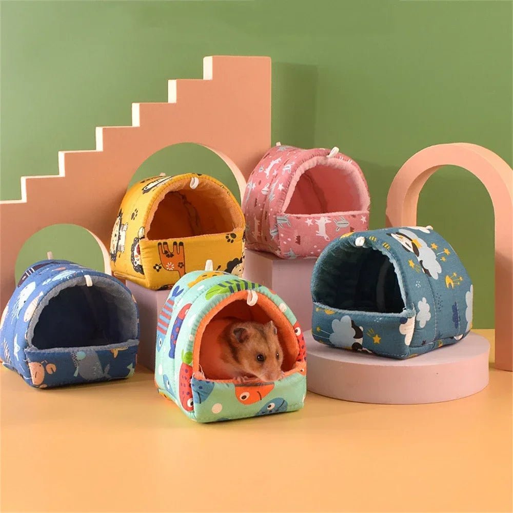 Cute Cartoon Rabbit Squirrel Mini Cage Guinea Pig Nest Small Animal Mice Rat Pet Sleeping Bed Hamster House Winter Warm Soft Mat - Lily.sg Global Shopping