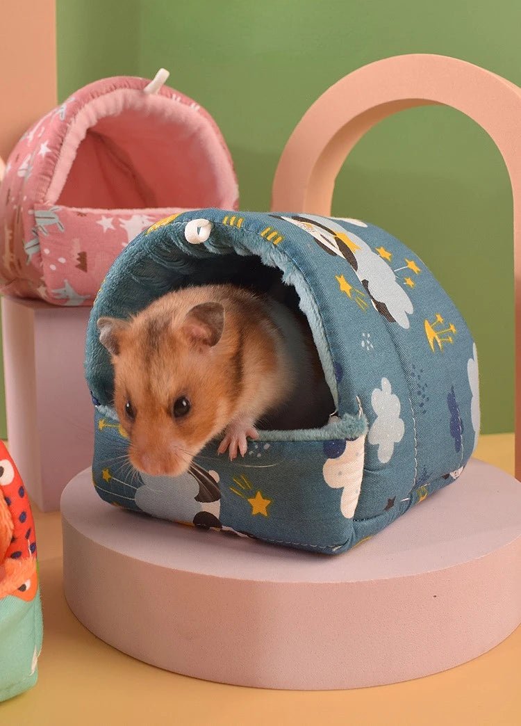 Cute Cartoon Rabbit Squirrel Mini Cage Guinea Pig Nest Small Animal Mice Rat Pet Sleeping Bed Hamster House Winter Warm Soft Mat - Lily.sg Global Shopping