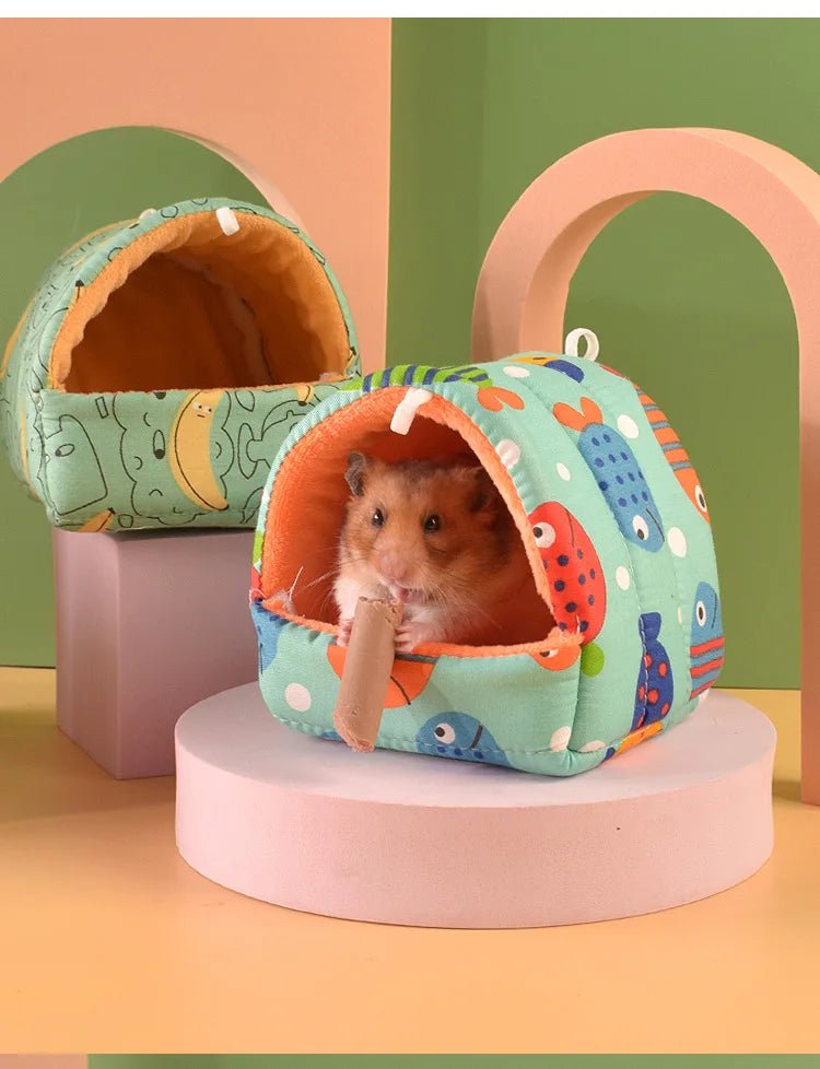 Cute Cartoon Rabbit Squirrel Mini Cage Guinea Pig Nest Small Animal Mice Rat Pet Sleeping Bed Hamster House Winter Warm Soft Mat - Lily.sg Global Shopping