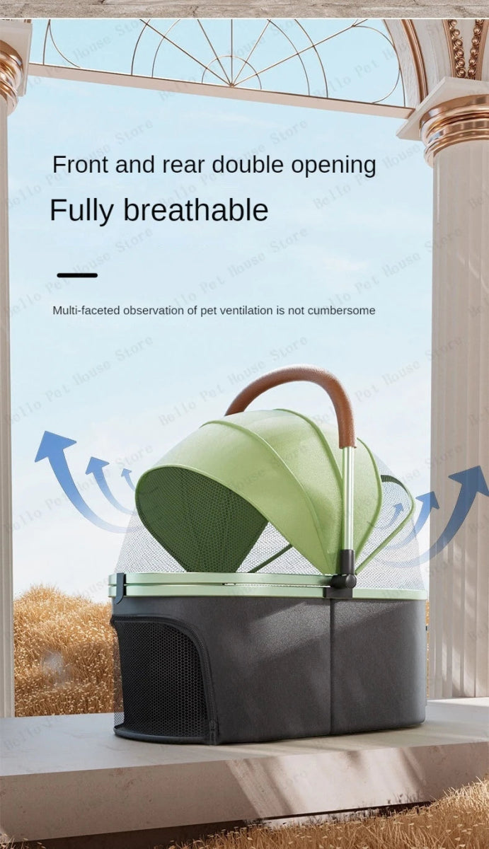 Detachable Pet Stroller Ultra - light Portable Outdoor Cat and Dog Stroller Aluminum Alloy Frame Four - wheel Shock Absorber - Lily.sg Global Shopping