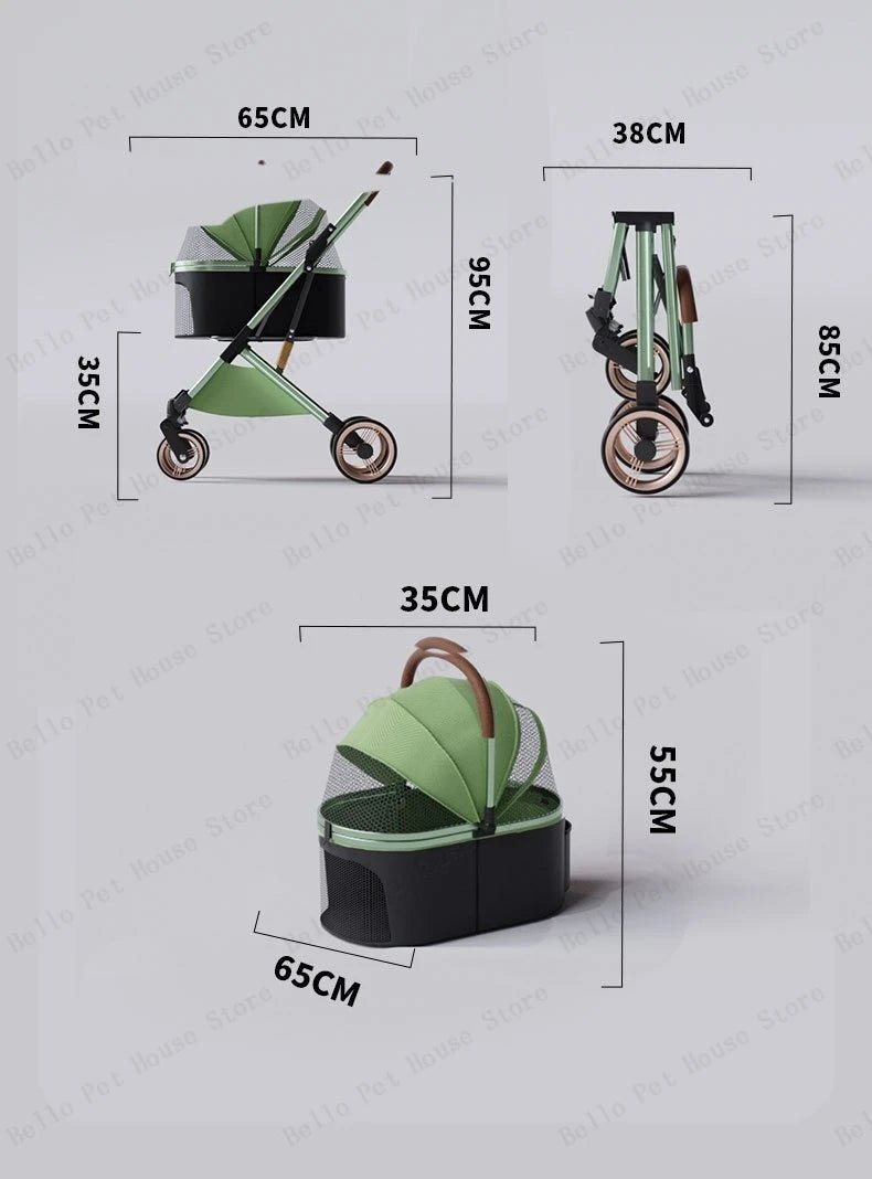 Detachable Pet Stroller Ultra - light Portable Outdoor Cat and Dog Stroller Aluminum Alloy Frame Four - wheel Shock Absorber - Lily.sg Global Shopping