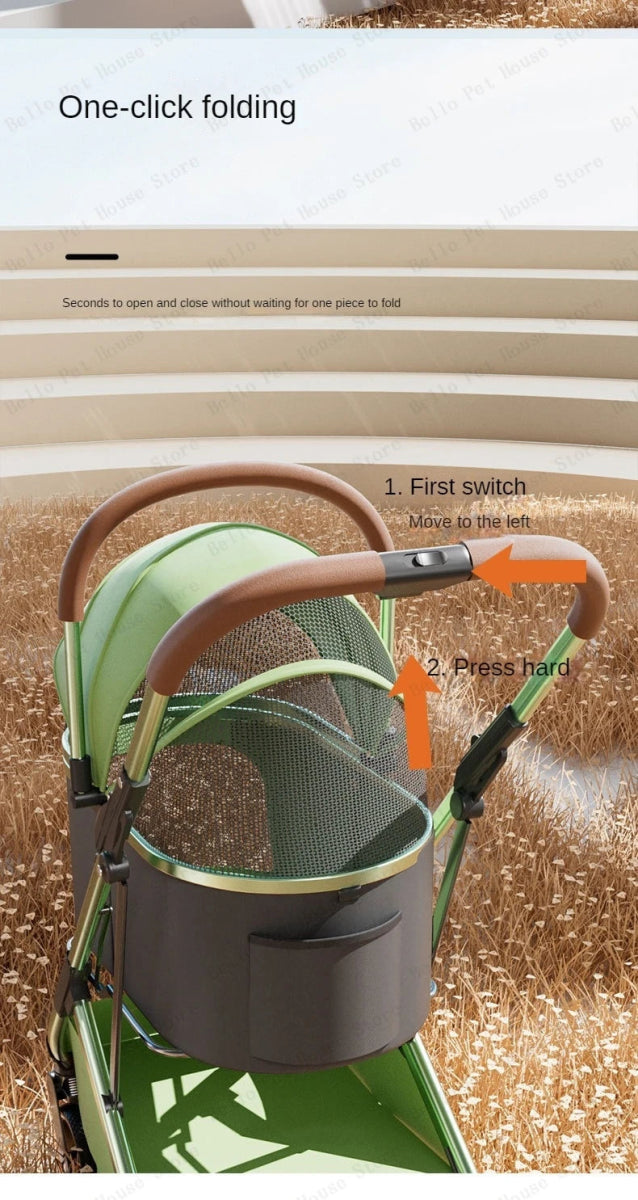 Detachable Pet Stroller Ultra - light Portable Outdoor Cat and Dog Stroller Aluminum Alloy Frame Four - wheel Shock Absorber - Lily.sg Global Shopping