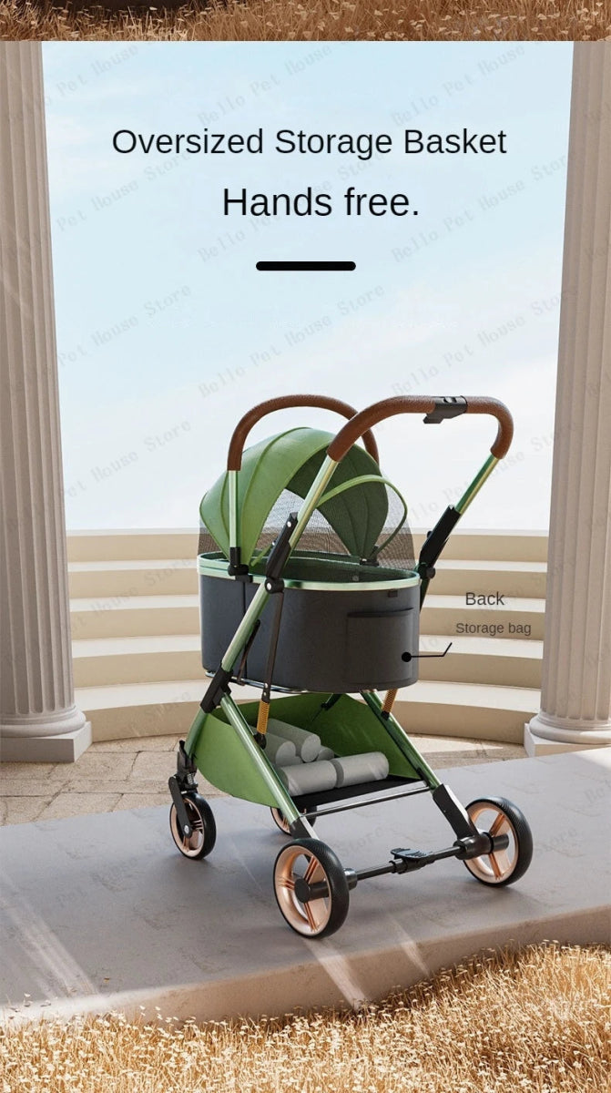 Detachable Pet Stroller Ultra - light Portable Outdoor Cat and Dog Stroller Aluminum Alloy Frame Four - wheel Shock Absorber - Lily.sg Global Shopping