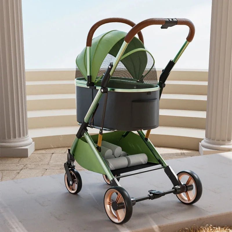 Detachable Pet Stroller Ultra - light Portable Outdoor Cat and Dog Stroller Aluminum Alloy Frame Four - wheel Shock Absorber - Lily.sg Global Shopping
