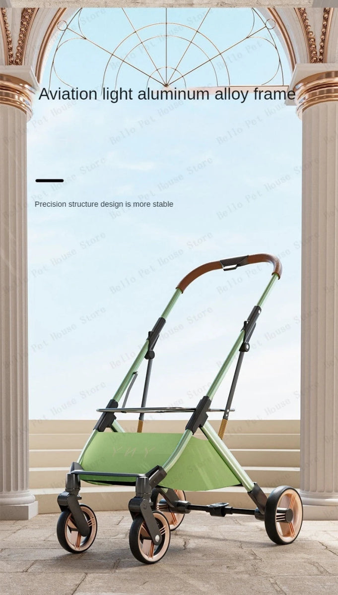 Detachable Pet Stroller Ultra - light Portable Outdoor Cat and Dog Stroller Aluminum Alloy Frame Four - wheel Shock Absorber - Lily.sg Global Shopping