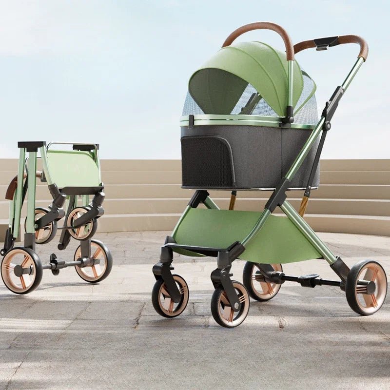Detachable Pet Stroller Ultra - light Portable Outdoor Cat and Dog Stroller Aluminum Alloy Frame Four - wheel Shock Absorber - Lily.sg Global Shopping
