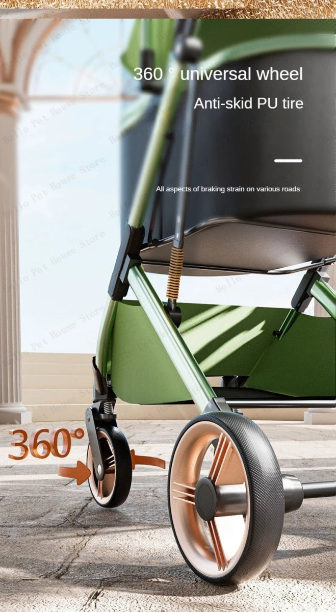 Detachable Pet Stroller Ultra - light Portable Outdoor Cat and Dog Stroller Aluminum Alloy Frame Four - wheel Shock Absorber - Lily.sg Global Shopping