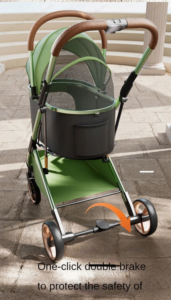 Detachable Pet Stroller Ultra - light Portable Outdoor Cat and Dog Stroller Aluminum Alloy Frame Four - wheel Shock Absorber - Lily.sg Global Shopping