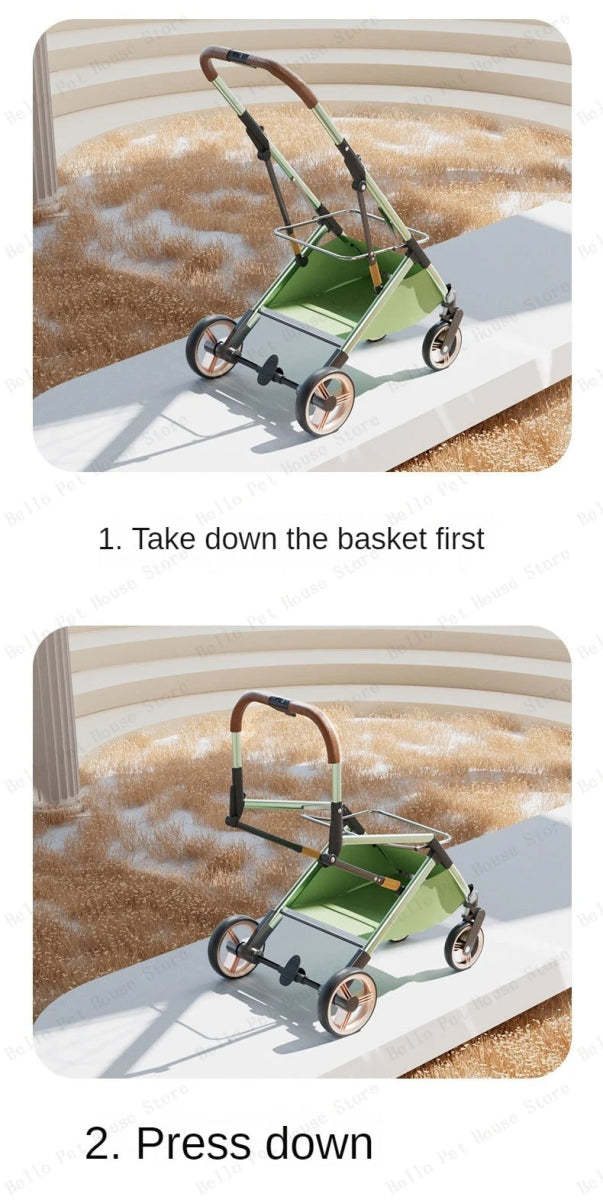 Detachable Pet Stroller Ultra - light Portable Outdoor Cat and Dog Stroller Aluminum Alloy Frame Four - wheel Shock Absorber - Lily.sg Global Shopping