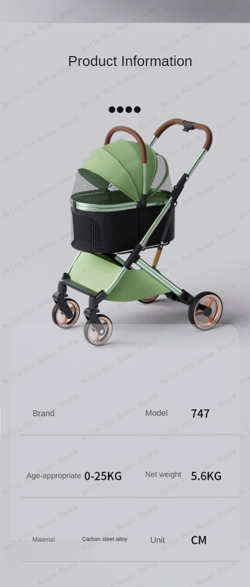 Detachable Pet Stroller Ultra - light Portable Outdoor Cat and Dog Stroller Aluminum Alloy Frame Four - wheel Shock Absorber - Lily.sg Global Shopping