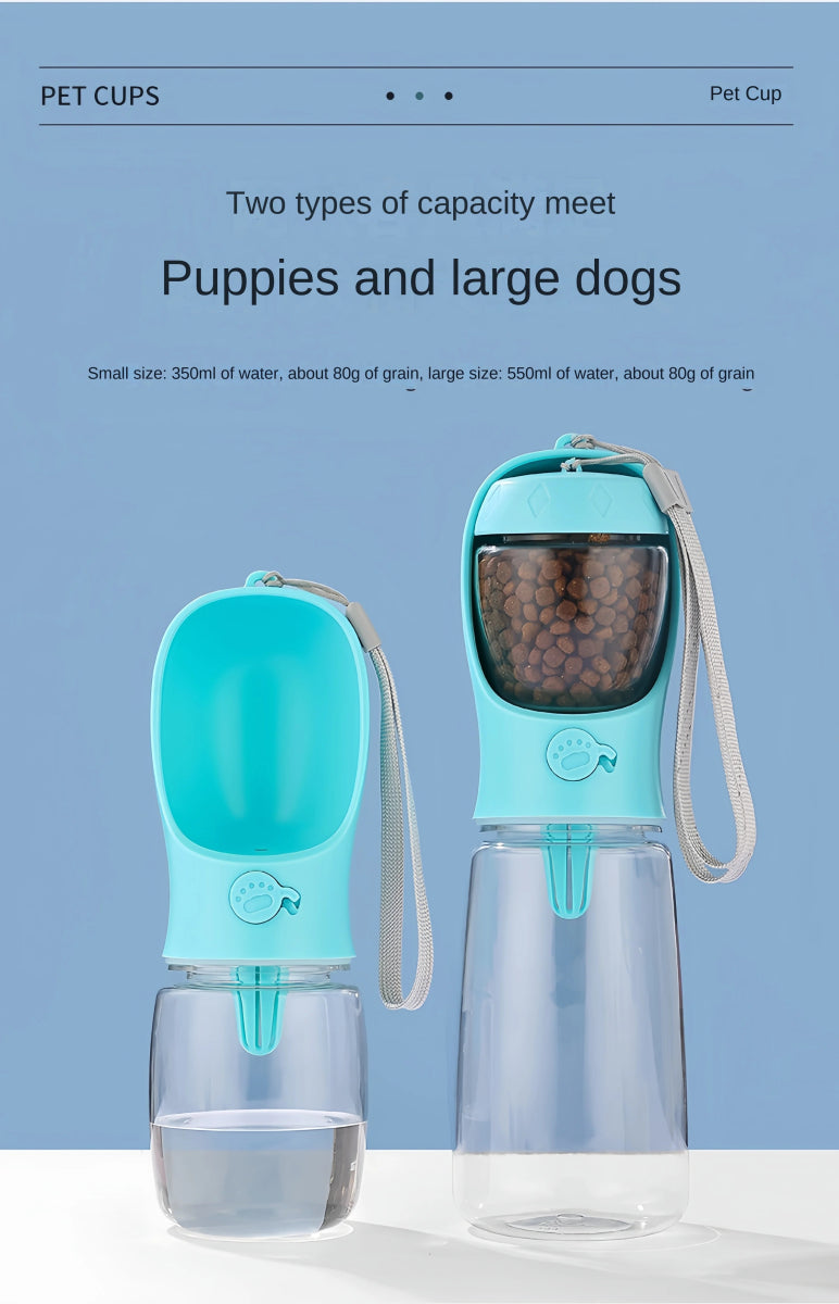 Dog Cat Portable Feeding and Watering Supplies Portable Food Grade Material Dog Travel Pet Water Cup Bottle With Food Dispenser - Lily.sg Global Shopping