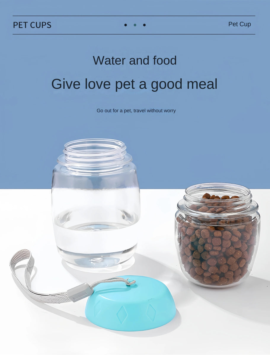 Dog Cat Portable Feeding and Watering Supplies Portable Food Grade Material Dog Travel Pet Water Cup Bottle With Food Dispenser - Lily.sg Global Shopping
