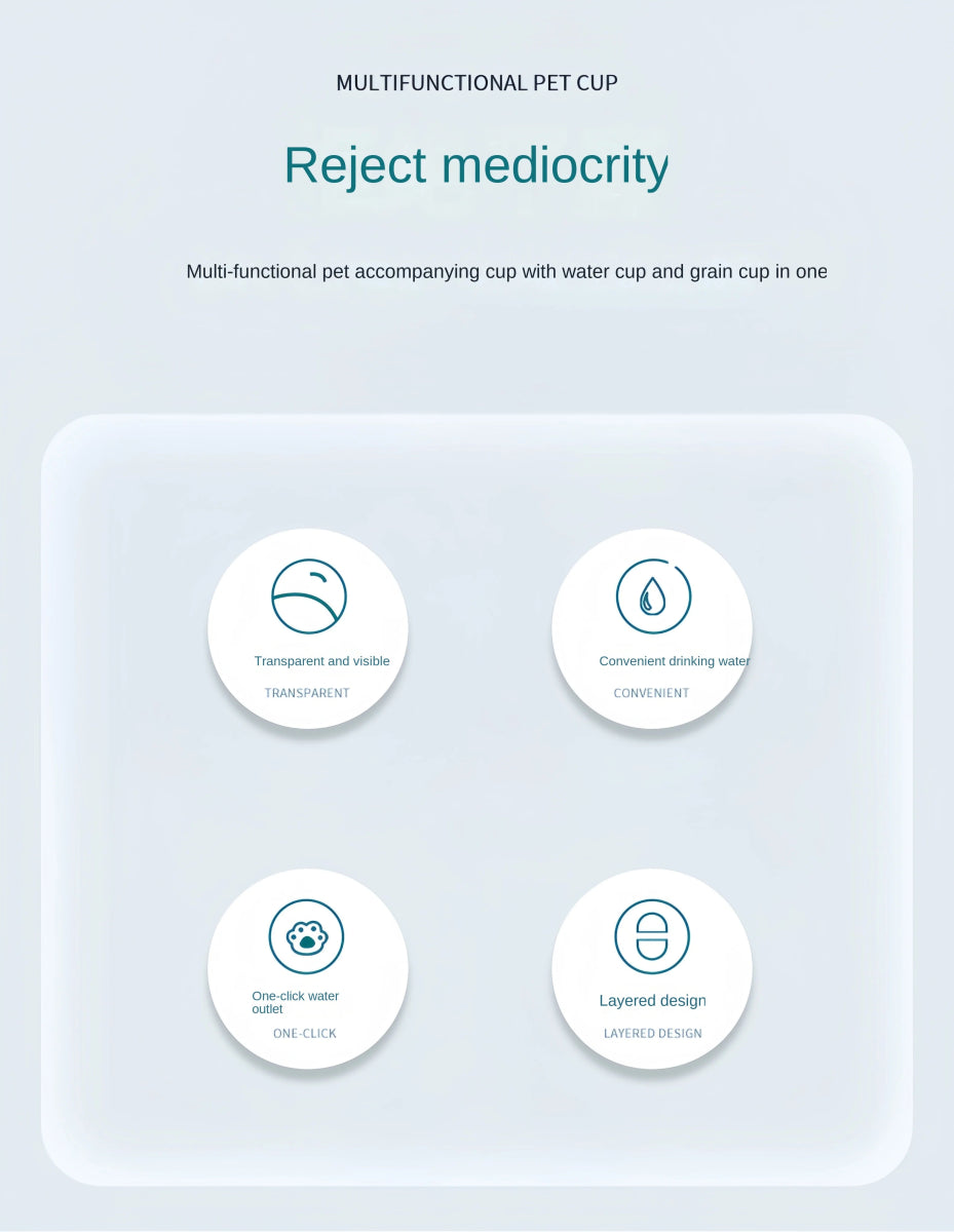 Dog Cat Portable Feeding and Watering Supplies Portable Food Grade Material Dog Travel Pet Water Cup Bottle With Food Dispenser - Lily.sg Global Shopping