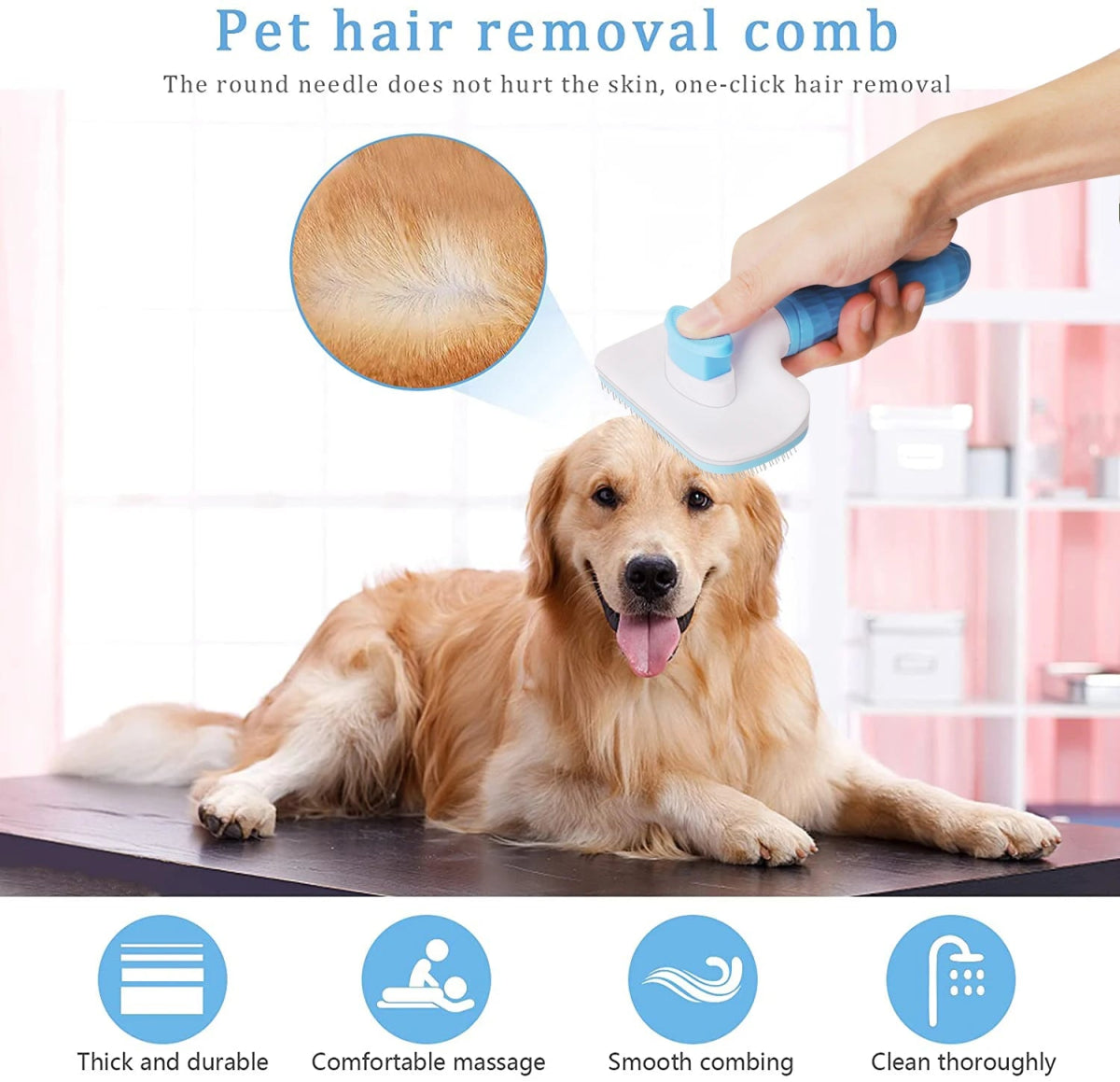 Dog Hair Remover Brush Cat Dog Hair Grooming And Care Comb For Long Hair Dog Pet Removes Hairs Cleaning Bath Brush Dog Supplies - Lily.sg Global Shopping