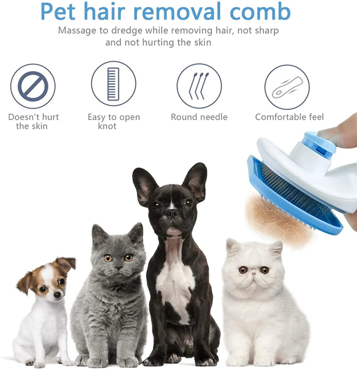 Dog Hair Remover Brush Cat Dog Hair Grooming And Care Comb For Long Hair Dog Pet Removes Hairs Cleaning Bath Brush Dog Supplies - Lily.sg Global Shopping