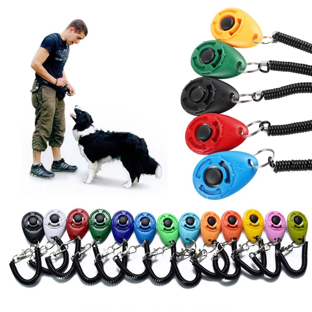Dog Training Clicker Pet Cat Plastic New Dogs Click Trainer Aid Tools Adjustable Wrist Strap Sound Key Chain Dog Supplies - Lily.sg Global Shopping