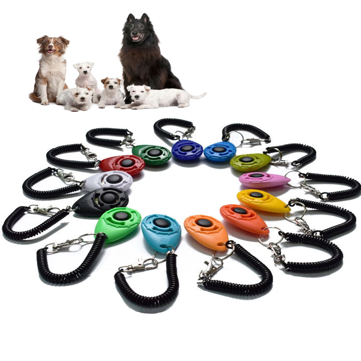Dog Training Clicker Pet Cat Plastic New Dogs Click Trainer Aid Tools Adjustable Wrist Strap Sound Key Chain Dog Supplies - Lily.sg Global Shopping