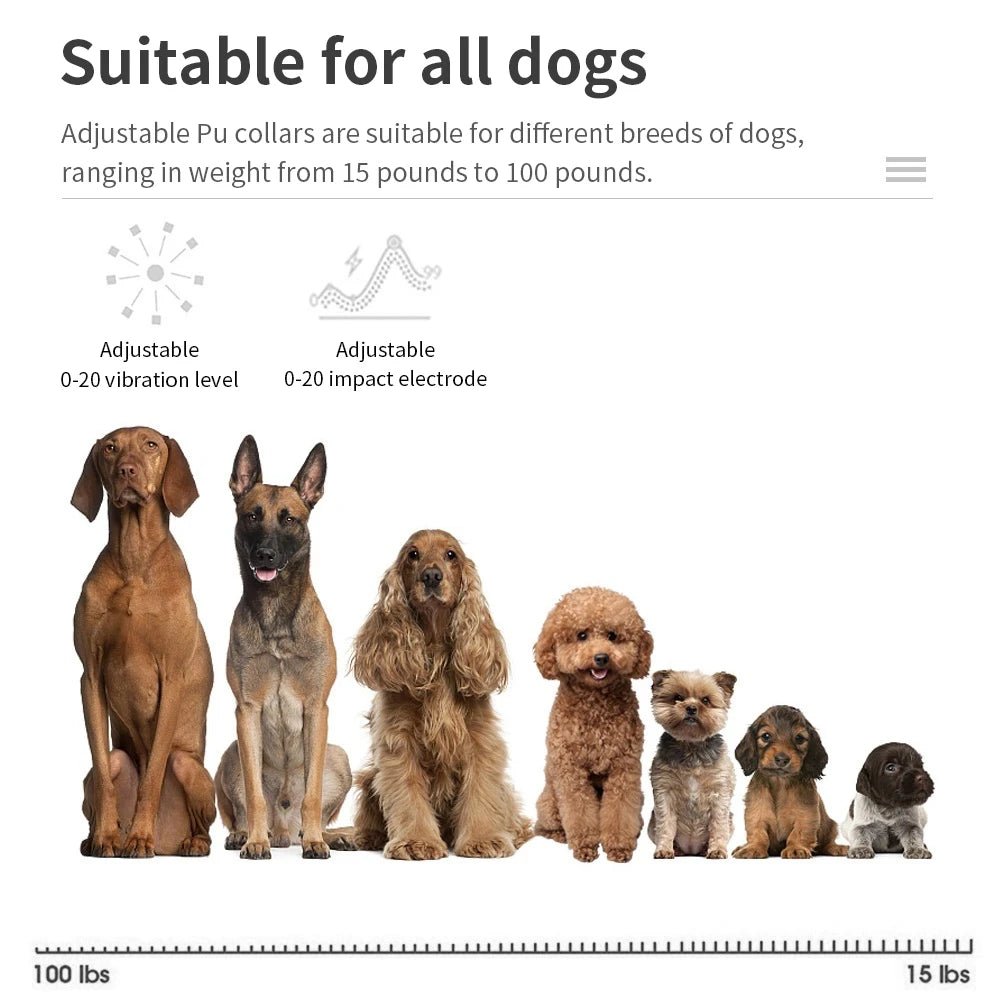 Dog Training Collar Anti - barking Collar Automatic Anti Bark Dog Collar USB Rechargeable Dog Trainer Electric Shock Beep - Lily.sg Global Shopping