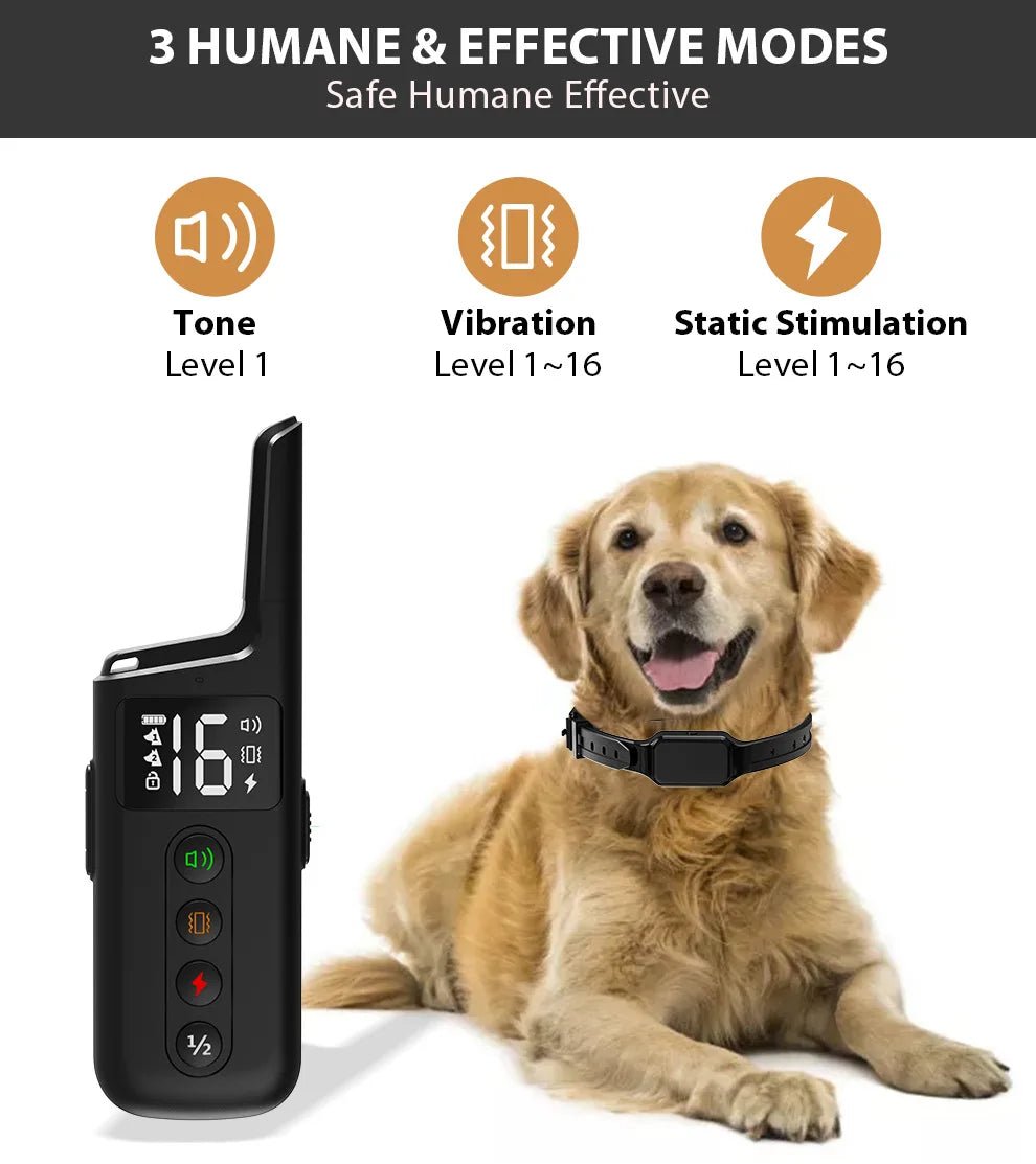 Dog Training Collar Wrap - Around Shock 1000ft Control Distance W/3 Training Modes Beep Vibration Shock Dog Anti - barking Collar - Lily.sg Global Shopping