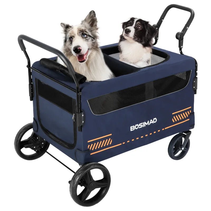 Double Door Isolation Upgraded Pet Stroller Large Dog for Outdoor Travel Portable Foldable Elderly Disabled Dog Outdoor Stroller - Lily.sg Global Shopping