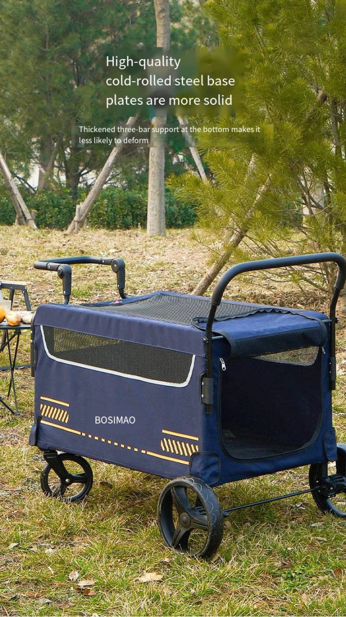 Double Door Isolation Upgraded Pet Stroller Large Dog for Outdoor Travel Portable Foldable Elderly Disabled Dog Outdoor Stroller - Lily.sg Global Shopping