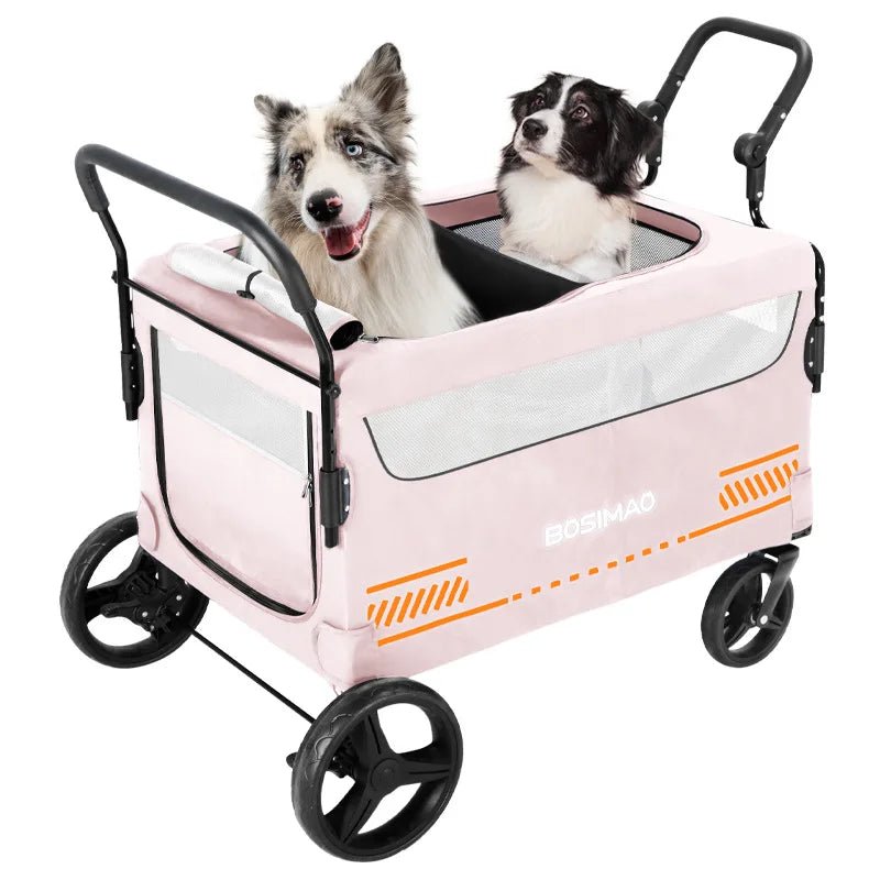 Double Door Isolation Upgraded Pet Stroller Large Dog for Outdoor Travel Portable Foldable Elderly Disabled Dog Outdoor Stroller - Lily.sg Global Shopping