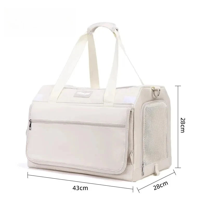 Double Layer Cat Carrier Backpack Foldable Pet Trolley Case Breathable Large Capacity for Two Cats Spring Summer Travel - Lily.sg Global Shopping