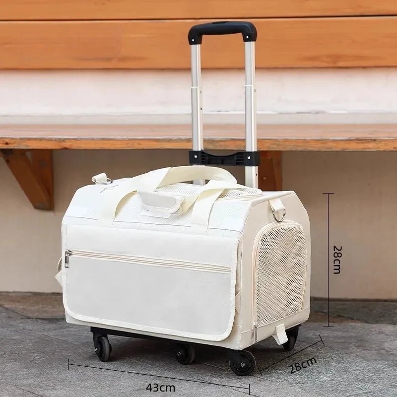 Double Layer Cat Carrier Backpack Foldable Pet Trolley Case Breathable Large Capacity for Two Cats Spring Summer Travel - Lily.sg Global Shopping