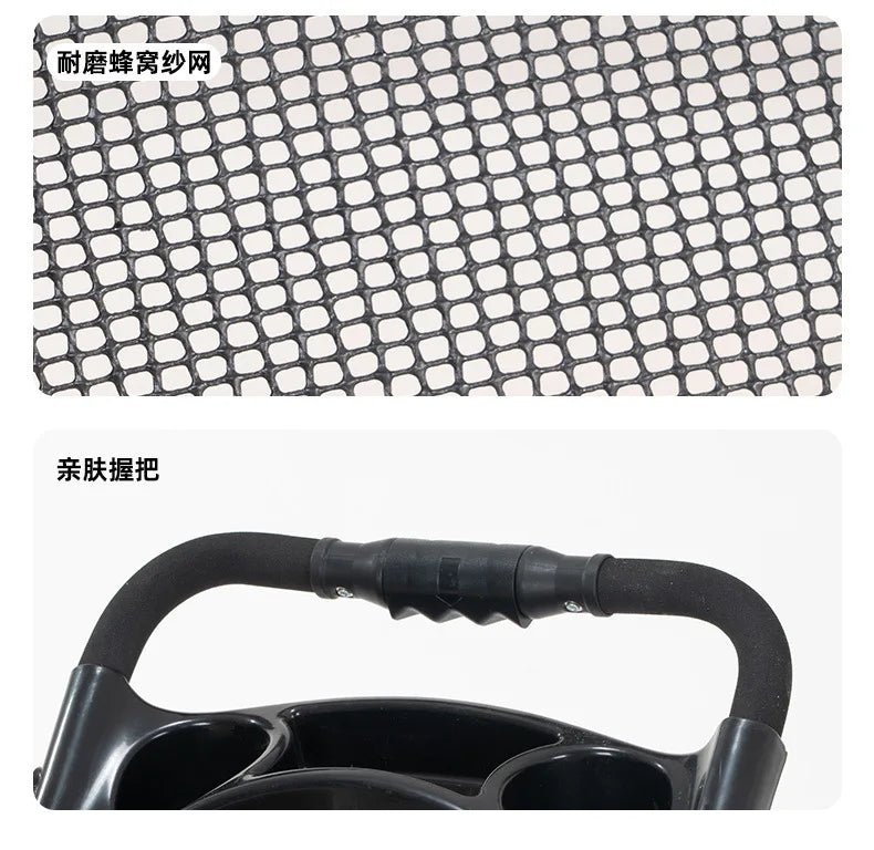 Double Pet Strollers Dog Cat Teddy Baby Strollers Out Pet Cart Lightweight Foldable Outdoor Travel Dog Supplies - Lily.sg Global Shopping