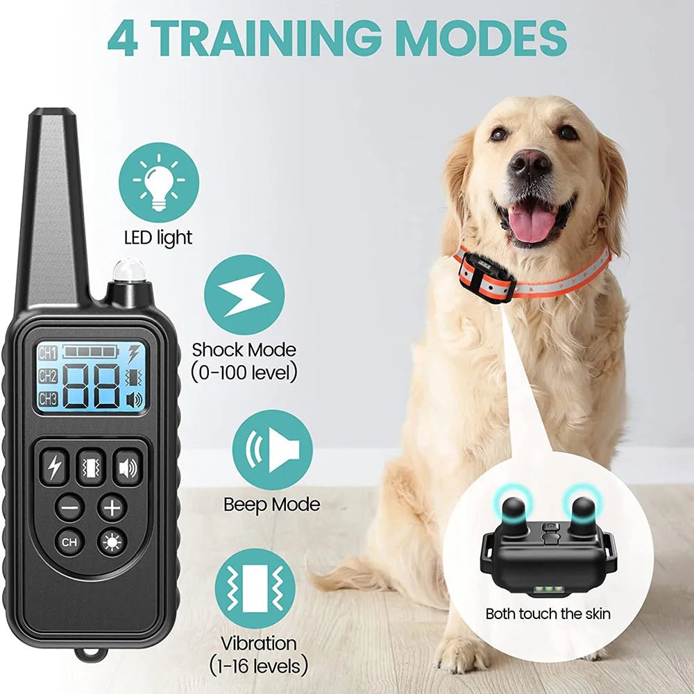 Electric Dog Training Collar Detachable Bark Rechargeable Anti Barking Shock Vibration Collar for All Dogs Pet with Clicker - Lily.sg Global Shopping
