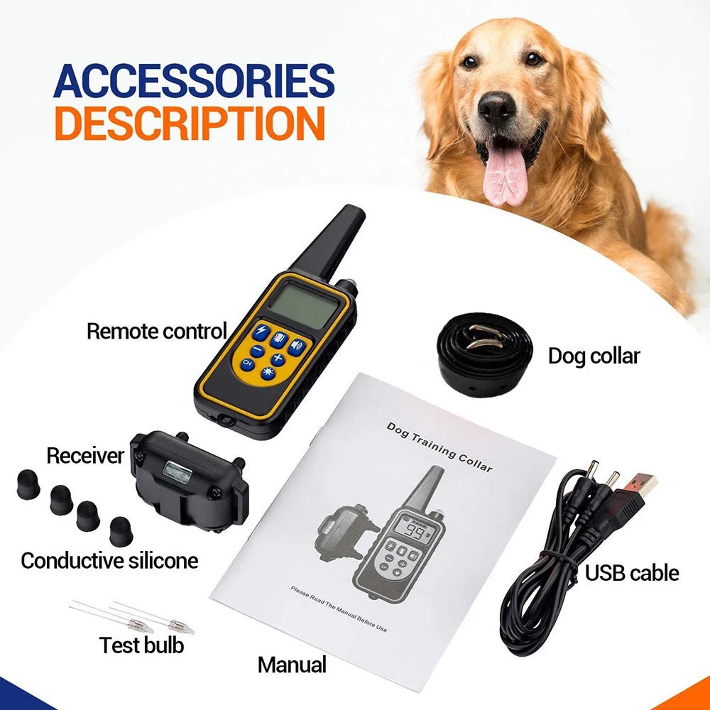 Electric Dog Training Collar Detachable Bark Rechargeable Anti Barking Shock Vibration Collar for All Dogs Pet with Clicker - Lily.sg Global Shopping