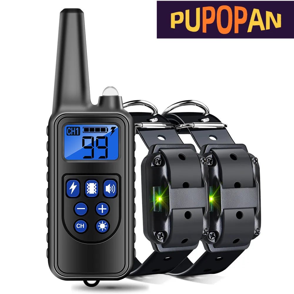 Electric Dog Training Collar Detachable Bark Rechargeable Anti Barking Shock Vibration Collar for All Dogs Pet with Clicker - Lily.sg Global Shopping