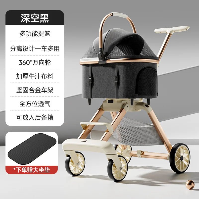 Fashion Lightweight Pet Cart High Value Lightweight Folding Cart Bag Separation Dog Cat Dog Strollers Pet Products - Lily.sg Global Shopping